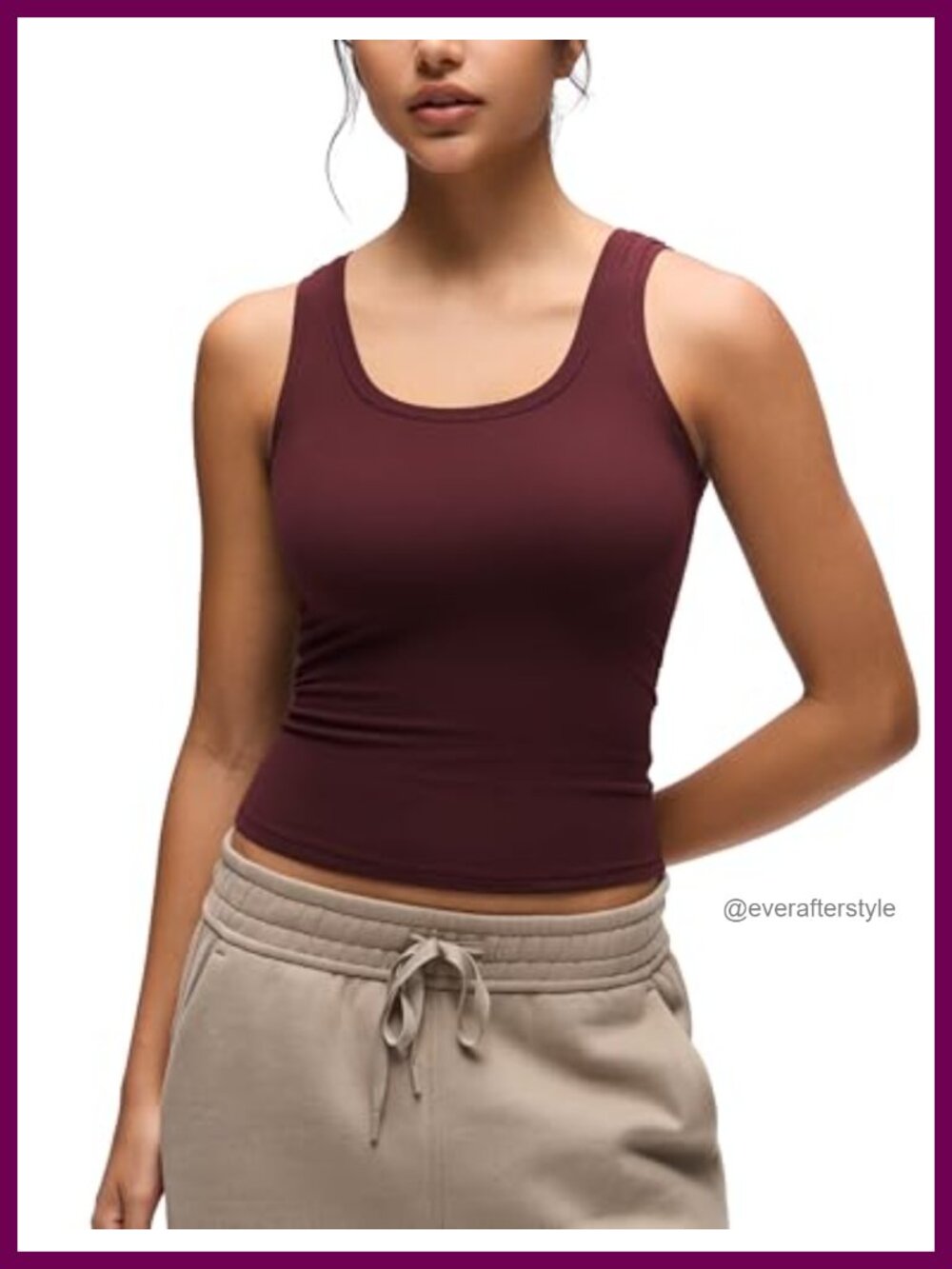 Scoop Neck Tank Top Sleeveless Fitted Crop Yoga Workout